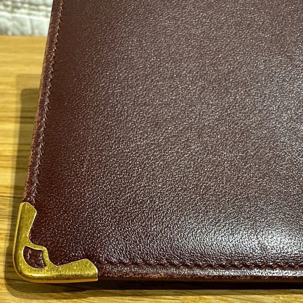 Cartier Paris Vintage Burgundy Leather Fold-over Bifold Organizer Wallet